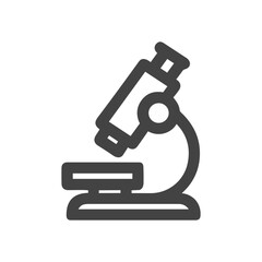 Minimalist Line Art Microscope Tool for Scientific Research Instrument Icon