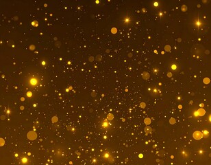 Gold glitter particles floating on dark background