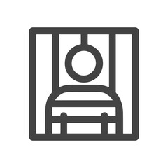 Minimalist Outline Inmate Behind Bars Symbol Icon Illustration