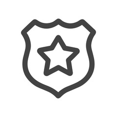 Simple Outline Star Inside Shield Shape Security Element Icon