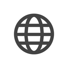 Fototapeta premium Simple Flat Globe Grid Icon Shape Isolated on White Background