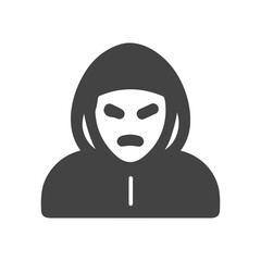 Minimalist Silhouette Masked Person Icon Symbol Representing Anonymity and Security