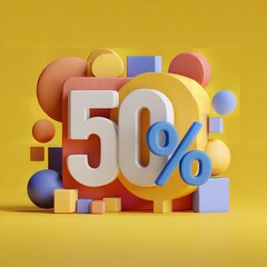 Vibrant 3D Graphic: 50% Off Special Offer