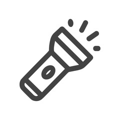 Minimalist Line Art Flashlight Glowing Outline Icon Symbol Illustration