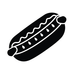 Hotdog in a Bun with Mustard on a White Background Illustration