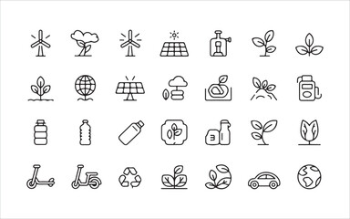 Renewable power and eco-system icons for a sustainable and green environment theme