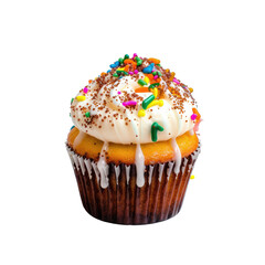 Colorful cupcake with frosting and sprinkles