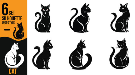 Minimalist Cat Silhouette Logo Set &ndash; Vector Designs