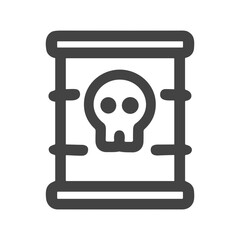 Simple Outline Danger Skull on Barrel Container Icon Illustration