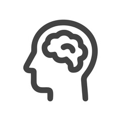 Minimalist Outline Brain Inside Head Profile Silhouette Symbol Icon