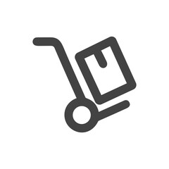 Minimalist Line Art Hand Truck With Package Icon Illustration
