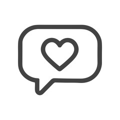 Simple Line Art Heart Inside Speech Bubble Message Icon