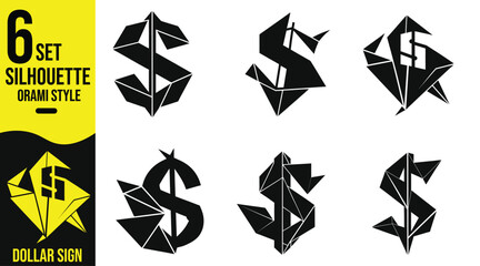 Minimalist Origami Dollar Symbols – Silhouette Financial Icons Set