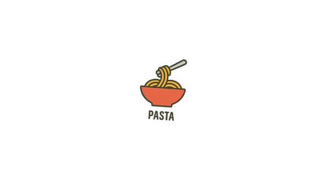 Pasta Bowl with Spoon Illustration on White Background