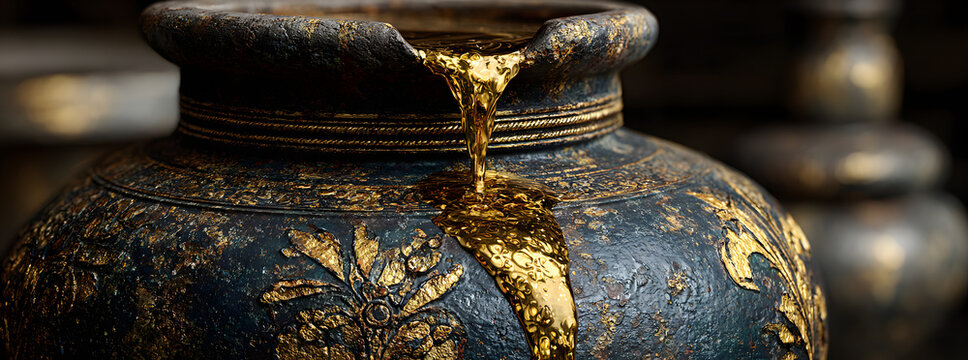 Golden Oil Flowing from an Ancient Jar