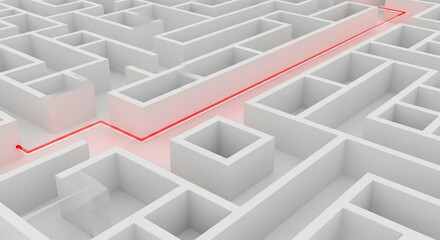 Red Path Through White Maze: Direct Solution and Strategy Concept