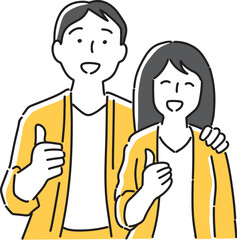 グッドポーズをとる男女