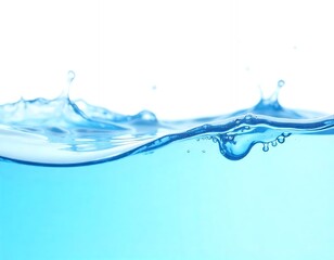 Blue water splash with bubbles and ripples liquid clear