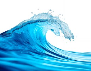 Crashing blue ocean wave with white foam and droplets water splash