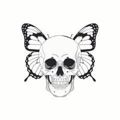 Surreal Skull with Butterfly Wings Vector Art