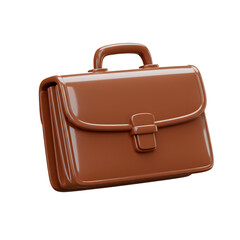3D Render of Brown Business Briefcase Icon Isolated on Transparent Background for Corporate or Finance Design