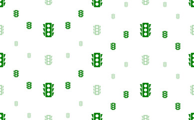 Seamless pattern of large and small green traffic lights symbols. The elements are arranged in a wavy. Illustration on light green background