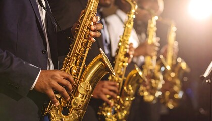 Saxophone players in a jazz band