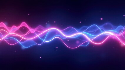 Glowing neon waves in pink and blue abstract background