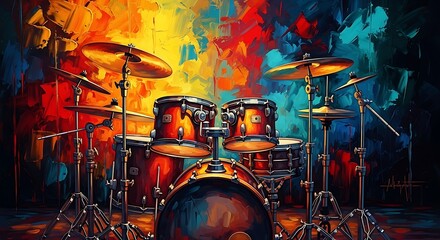 Vibrant Drum Kit - Abstract Art