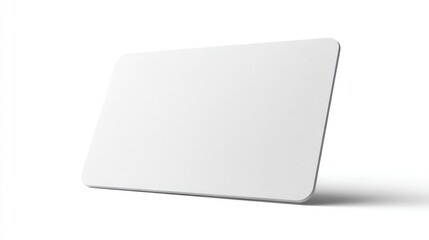 White gift card mockup with subtle rounded edges, standing upright at slight angle, isolated on white background with gentle lighting, perfect for retail or loyalty program visuals