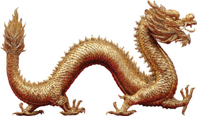 Fototapeta premium Golden chinese dragon vector illustration 