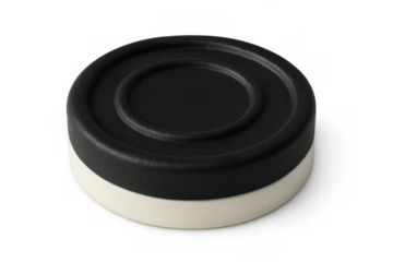 Black and white checker piece standing on transparent background