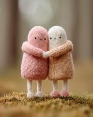 National Craft For Your Local Shelters Day Warm Yarn Dolls in Autumn Forest Embrace Thanksgiving Cozy Textures for Millennial Lifestyle Marketing Campaigns