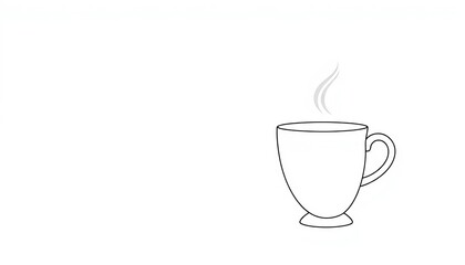 Single continuous line drawing of a coffee cup, minimalist black and white vector illustration, coffee,  americano