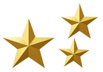 Obraz premium Three golden stars isolated on a transparent background, symbolizing success and achievement