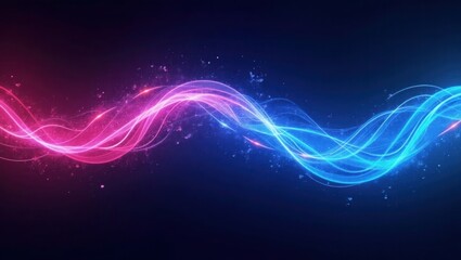 Pink Blue Energy Wave Flowing Dark Background abstract