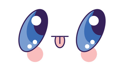 Set Hand drawn flat design kawaii face collection