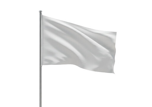 A plain white flag waves gently in the wind, isolated on a transparent background - Powered by Adobe
