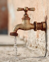 Authentic Rusty Faucet Water Flowing Outdoor Premium Sustainable Water Scarcity Awareness Summer Campaign for Young Adult Legal Drinking Age Day Marketing