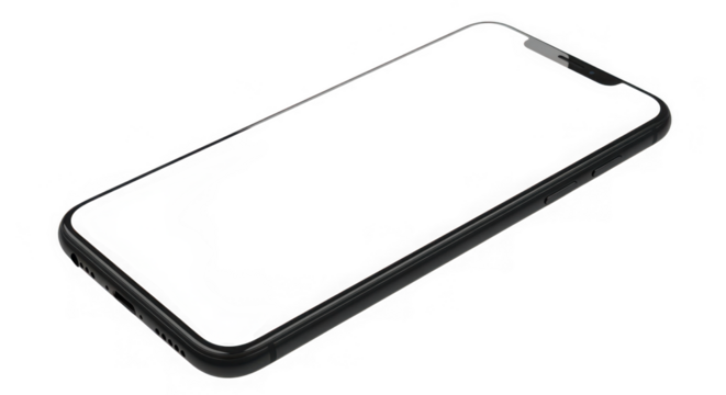 Modern smartphone mockup, cell phone isolated on transparent background