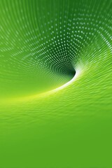 Green abstract data tunnel with glowing points. Digital wormhole visualization. Technology, network, and data flow concept.
