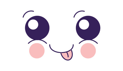 Set Hand drawn flat design kawaii face collection