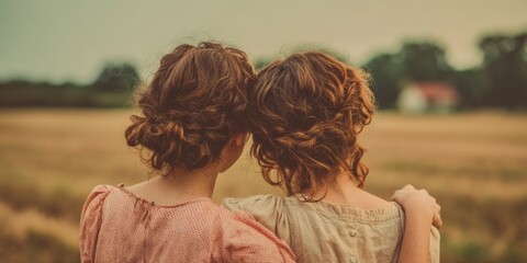 National Get Out Of The Dog House Day Authentic Two Friends Embracing in Warm Autumn Field for Premium Friendship and Reconciliation Marketing Campaigns