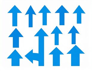 Set of blue arrow icons, pointing up, down, left and right icon