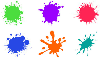 Colorful Paint Splatter Vector Set – Ink Blot Stain Clipart for Design Vector set white background.	