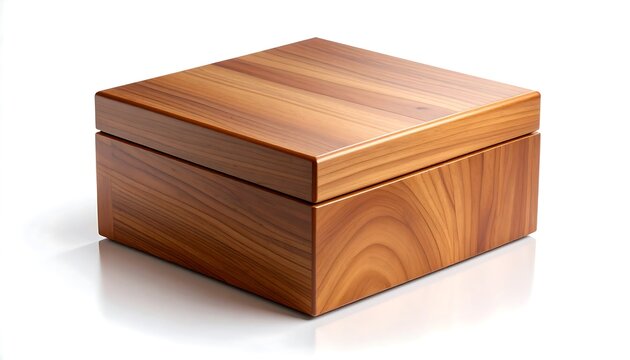 Square wooden box on white background