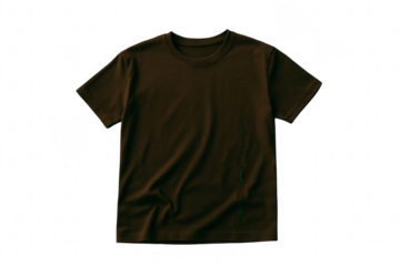 Dark brown short-sleeved t-shirt on a black background.