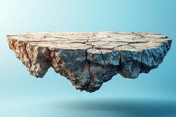 Cracked Desert Platform on Pastel Blue — Floating 3D Terrain Banner for Games