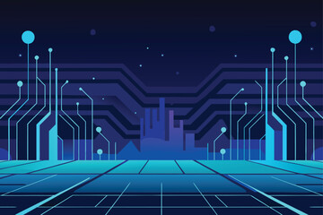 Fototapeta premium Tech Network Server Landscape Background