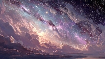 Apus Constellation Deep Space: Hyperdetailed Star Clusters in Lavender-Rose Nebula with 3D Cosmic Fantasy